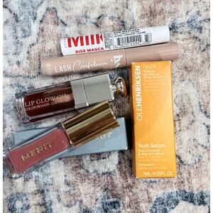 Dior Lip Glow Oil, Merit Lip Oil, Ole Henriksen Serum, Milk Mascara, LYS Mascara
